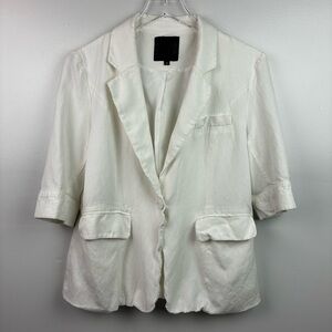 Mina Self White Knit Linen Blend Blazer